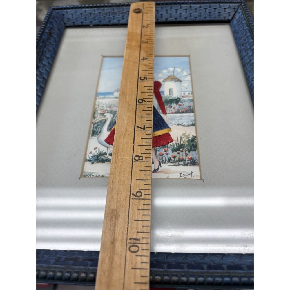 Framed Embroidered Postcard Greece Vintage - Picture 7 of 8